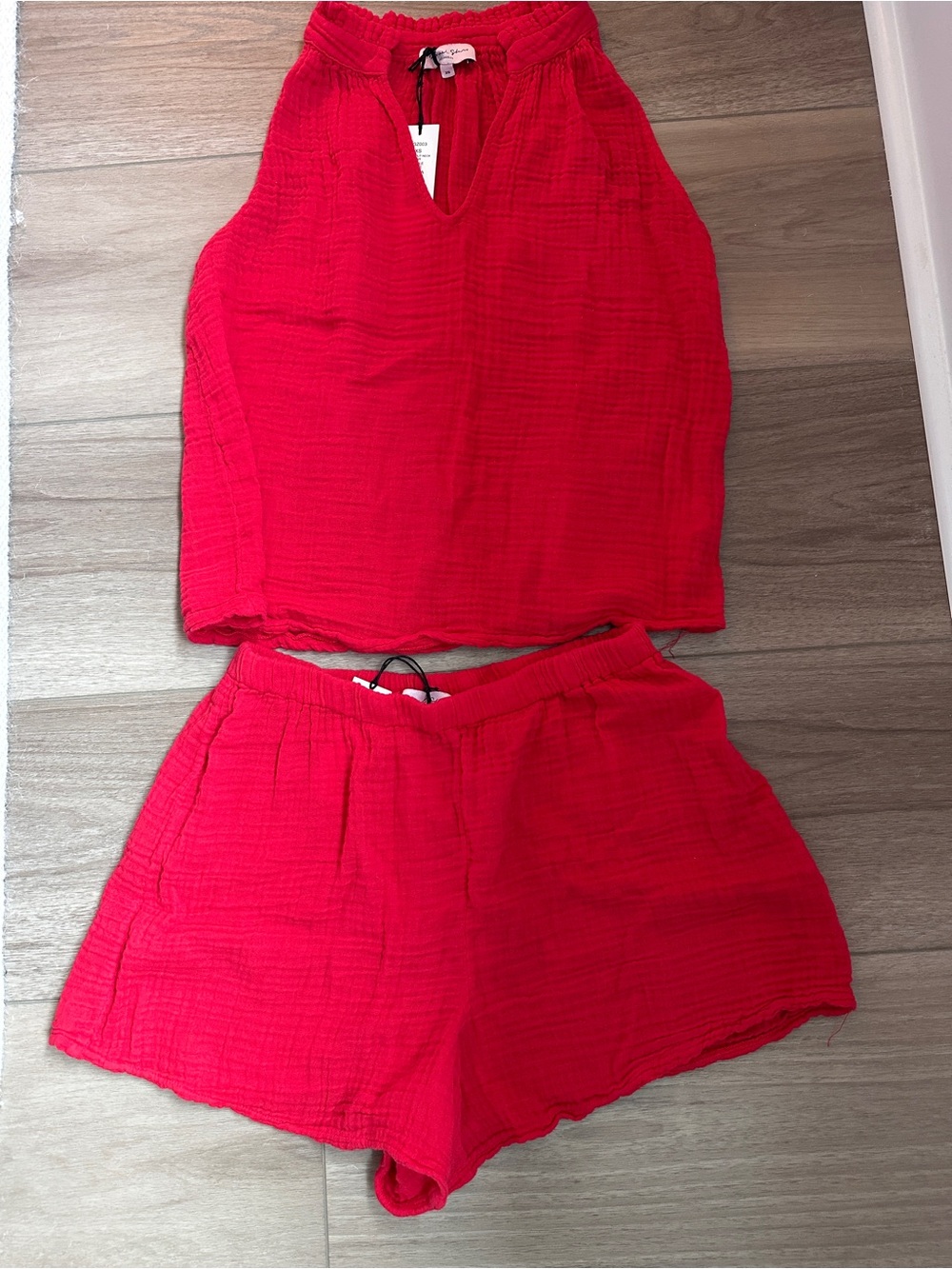 Michael Stars | Viola Split Neck Tank & Short Set - Double Gauze